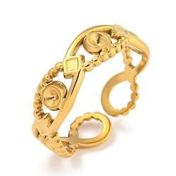 Настоящее золото 18K Ионное покрытие (IP) 304 Компоненты открытого манжетного кольца из нержавеющей стали, установка кольца со стразами и подушечкой, реальный 18 k позолоченный, лоток : 2x1.5 мм, пригодный для стразов 2 мм, регулируемый