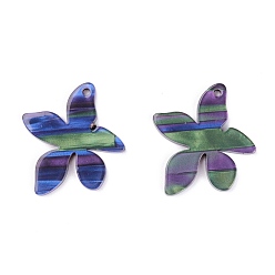Королевский синий Акриловые подвески, для аксессуаров для серег своими руками, цветок, королевский синий, 31x27x2.5 мм, отверстие : 1.6 мм