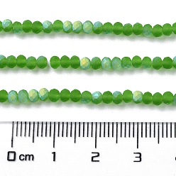 Green Imitation Jade Glass Beads Strands, Half AB Color Plated, Faceted, Frosted, Rondelle, Green, 3x2mm, Hole: 0.7mm, about 155pcs/strand, 15.75''(40cm)