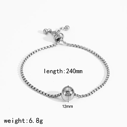 Нержавеющая Сталь Цвет 304 подвеска-цепочка с круглым шариком из нержавеющей стали для женщин, не тускнеет, цвет нержавеющей стали, 9-1/2 дюйм (24 см), бусина : 12 mm