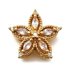 Прозрачный Многожильные звенья из латуни с паве из кубического циркония, цветок, реальный 18 k позолоченный, прозрачные, 15.5x16.5x6.5 мм, отверстие : 1.6 мм