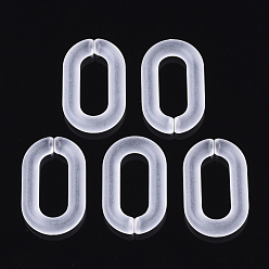 Clear Transparent Acrylic Linking Rings, Quick Link Connectors, for Cable Chains Making, Oval, Frosted, Clear, 27x16.5x4mm, Inner Diameter: 18x8mm