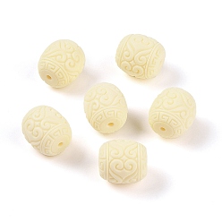 Beige Synthetic Shell & Resin Beads, Barrel, Beige, 17x15.5mm, Hole: 2mm