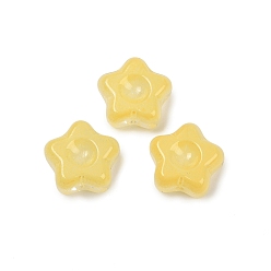 Золотистый Прозрачные стеклянные бусины, звезда, спекающийся лак, золотые, 10.5x11x5 мм, отверстие : 1 мм