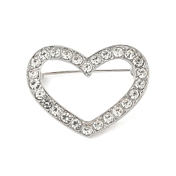 Кристалл Броши в форме сердца из цинкового сплава со стразами для одежды-рюкзака, кристалл, 29x37.5 мм