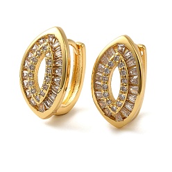 Прозрачный 304 женские серьги-кольца из нержавеющей стали с кубическим цирконием, реальный 18 k позолоченный, лошадиный глаз , прозрачные, 15x11 мм