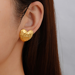 Золотой Стильные 304 серьги-гвоздики в форме сердца из нержавеющей стали, золотые, 20.28x23.1 мм