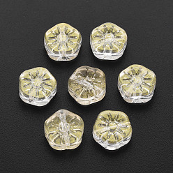 Clear Transparent Glass Beads, with Glitter Powder, Plum Blossom Flower, Clear, 10x10.5x4mm, Hole: 1.2mm