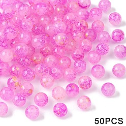 Орхидея Стеклянные бусины из имитации нефрита, круглые, золотой фольгой, сиреневые, 10 мм