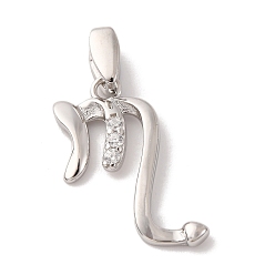 Скорпион 925 подвески из стерлингового серебра с прозрачным микропаве и цирконием, чары созвездий, платина, родий, с печатью 925, Скорпион, 18x15x2 мм, отверстие : 4x2 мм