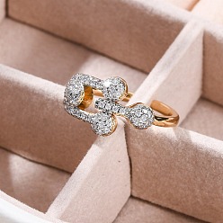 Настоящее золото 18K Кольца-манжеты с микропаве из латуни и прозрачными кубическими цирконами для женщин, без кадмия, без никеля и без свинца, музыкальная нота, реальный 18 k позолоченный, 11 мм, внутренний диаметр: регулируемый