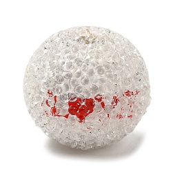 Белый Окрашенные распылением деревянные европейские бусины со стразами, бусины с большим отверстием, круглые, белые, 18x16.5 мм, отверстие : 4.1 мм