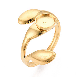 Настоящее золото 18K Лист 304 манжетное кольцо из нержавеющей стали, установка круглого кольца, ионное покрытие (ip), реальный 18 k позолоченный, лоток : 6 мм, 20 мм, внутренний диаметр: 17.8 мм