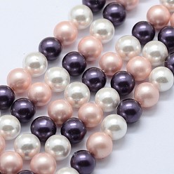 (52) Непрозрачная лаванда Оболочки жемчужина бисер нитей, круглые, разноцветные, 8 мм, отверстие : 1 мм, около 50 шт / нитка, 15.7 дюйм