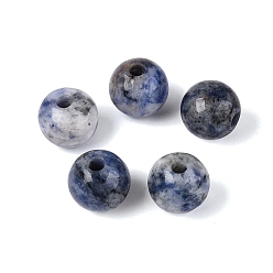 Jaspe Avec Point Bleu Perles de jaspe tache bleue naturelle, ronde, 12x11~11.5mm, Trou: 3mm