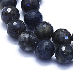 Iolite Natural Iolite Beads Strands, 128 Faceted, Round, 10mm, Hole: 1mm, about 39pcs/Strand, 15 inch(38 cm)