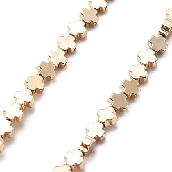Светло-Золотое Покрытие Синтетических немагнитных гематит бисер нитей, крестик, свет позолоченные, 4x3.5~4x2 мм, отверстие : 0.7 мм, около 101 шт / нитка, 16.54'' (42 см)