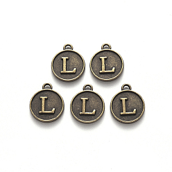 Letter L Сеттинги для кулона(кабошонов), сплав, для эмали, без кадмия и без свинца, плоские круглые с буквы, античная бронза, letter.l, 14x12x2 мм, отверстие : 1.5 мм