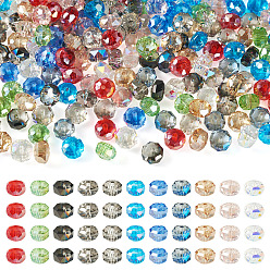 Mixed Color 220Pcs 11 Colors Electroplate Glass Beads Strands, Rondelle, Faceted, AB Plated, Mixed Color, 7~8x4.5~5mm, Hole: 1.2~1.4mm, 20pcs/color