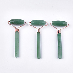 Зеленый Авантюрин Натуральный зеленый авантюрин, лицевые ролики, с латунной фурнитурой , розовое золото , 130x59x19 мм