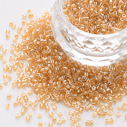 Goldenrod Glass Cylinder Beads, Seed Beads, Transparent Colours Luster, Round Hole, Goldenrod, 1.5~2x1~2mm, Hole: 0.8mm, about 8000pcs/bag, about 1pound/bag