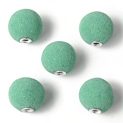 Средний Морско-зеленый Индонезийские бусины ручной работы, с металлическая фурнитурой, круглые, серебряные, средний морской зеленый, 20~21 мм, отверстие : 3 мм