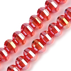 Красный Гальванизируйте прозрачное стекло бисер нитей, тыква, граненые, с покрытием AB цвета, красные, 8x6 мм, отверстие : 1.2 мм, около 78~81 шт / нитка, 18.50'' (47 см)