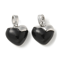 Платина Латунь прелести, с эмалью, без кадмия, без никеля и без свинца, сердце прелести, платина, 11.5x11.5x5.5 мм, отверстие : 3.5x2 мм