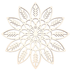 Коричневый Деревянный коврик для чашки с лазерной резкой, цветок, коричневые, 30x30x0.4 см