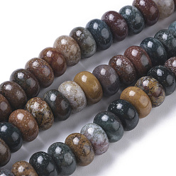 Океанический Джаспер Океан Природный яшмы бисер нитей, рондель, 10x6 мм, отверстие : 0.8 мм, около 64 шт / нитка, 15.35 дюйм (39 см)