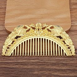 Golden Double Phoenix Alloy Hair Comb Finding, for DIY Jewelry Accessories, Golden, 104x50mm, 3pcs/set