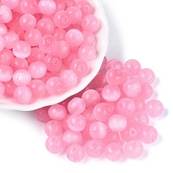 Ярко-Розовый Стеклянные бусины в стиле верстака класса А FGB, круглые, имитация шарики глаза кота, ярко-розовый, 9.5 мм, отверстие : 1.4~1.6 мм, Около 420 шт / фунт