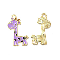 Лиловый Подвески из эмали и сплава, прелести жирафа, золотые, сирень, 27x17x1 мм, отверстие : 2 мм