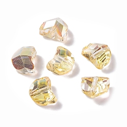 (932FM) Темно-синий аква-матовый с подкладкой 100 шт. Гальванические стеклянные бусины, форма кошки, граненые, темно-золотистые, 6x7x4.5 мм, отверстие : 1 мм