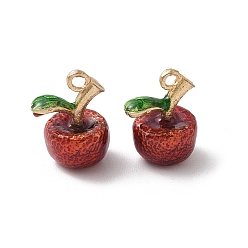 Яблоко Подвески из эмали и сплава, золотой свет, без кадмия, без никеля и без свинца, яблоко, 16.5x12x10.5 мм, отверстие : 2 мм