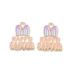 Кролик Пасхальные подвески из эмали, золотой свет, кролик, 17x14x1 мм, отверстие : 1.7 мм