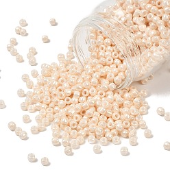 (123) Opaque Luster Light Beige Тохо 6/0 круглые бусины, японский бисер, (123) матовый блеск светло-бежевый, 4 мм, отверстие : 1.5 мм, Около 840 шт / 50 г