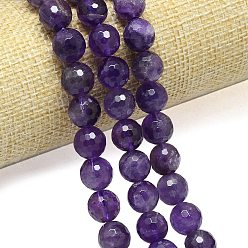 Аметист Природный аметист нитей бисера, граненый (128 граней), круглые, 10~10.5 мм, отверстие : 1~1.4 мм, около 35~38 шт / нитка, 14.29~15.28'' (36.3~38.8 см)