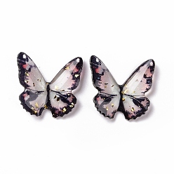 Light Coral Transparent Resin Cabochons, with Gold Foil, Butterfly, Light Coral, 21.5~22x22~24.5x1.5~4.7mm