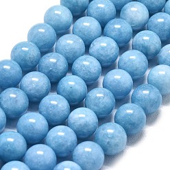 Темно-Голубой Натуральный Malaysia нефритовые бусы пряди, окрашенная и подогревом, круглые, глубокое синее небо, 10 мм, отверстие : 1.2 мм, около 39 шт / нитка, 14.96 дюйм (38 см)