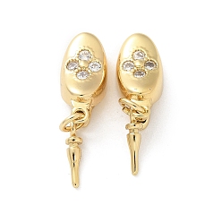 Золотой Латунные застежки из прозрачного кубического циркония с микропаве, без кадмия, без никеля и без свинца, овальные, золотые, 18x7x8 мм, отверстие : 1.2 мм