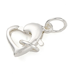 Платина Карабин-лобстеры, латунные, без свинца и без кадмия, сердце, платина, 13x9x3 мм, отверстие : 4 мм