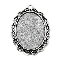Античное Серебро Тибетский стиль старинное серебро литые настройки кабошон плоский овал подвесные, без кадмия и без свинца, лоток : 40x30 мм, 54x40x3 мм, Отверстие : 4 мм , около 99 шт / 1000 г