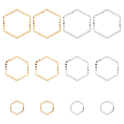 (52) Непрозрачная лаванда 90шт 6 латунные соединительные кольца, долговечный, шестиугольник, разноцветные, 6~12x6.5~13.5x1 мм, внутренний диаметр: 5~10.5x5~12 мм, 15 шт / стиль