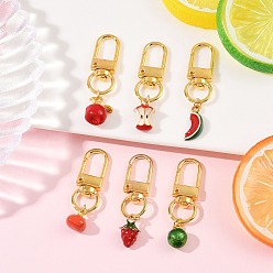 Mixed Shapes 6 шт. подвесные украшения в виде фруктов из сплава эмали, с поворотными застежками сплава, разнообразные, 45~52 мм