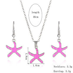 Морская звезда Комплекты из ожерелий и серег с подвесками из эмали, платина, морская звезда, 38x16 мм и 460 мм