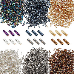 (52) Непрозрачная лаванда 3000 шт. 6 цвета стеклянные витые бусины стеклярус, металлических цветов, разноцветные, 6x2 мм, отверстие : 0.5 мм, 500 шт / цвет