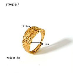 Настоящее золото 18K 304 регулируемые кольца из нержавеющей стали для женщин, реальный 18 k позолоченный, внутренний диаметр: 19 мм