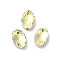 Нарцисс Стеклянные стразы кабошоны, точка назад и задняя пластина, граненые, овальные, бледно-желтый цвет, 6x4x2 мм
