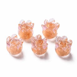 Оранжевый Ручная работа золотой фольги Lampwork бисер, медуза, оранжевые, 8.5~9.5x8.5 мм, отверстие : 1~1.5 мм